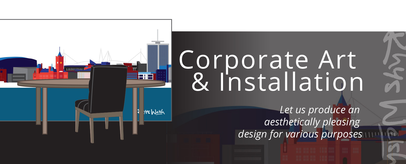 Corporate Art Installation Graphic cardiff slide
